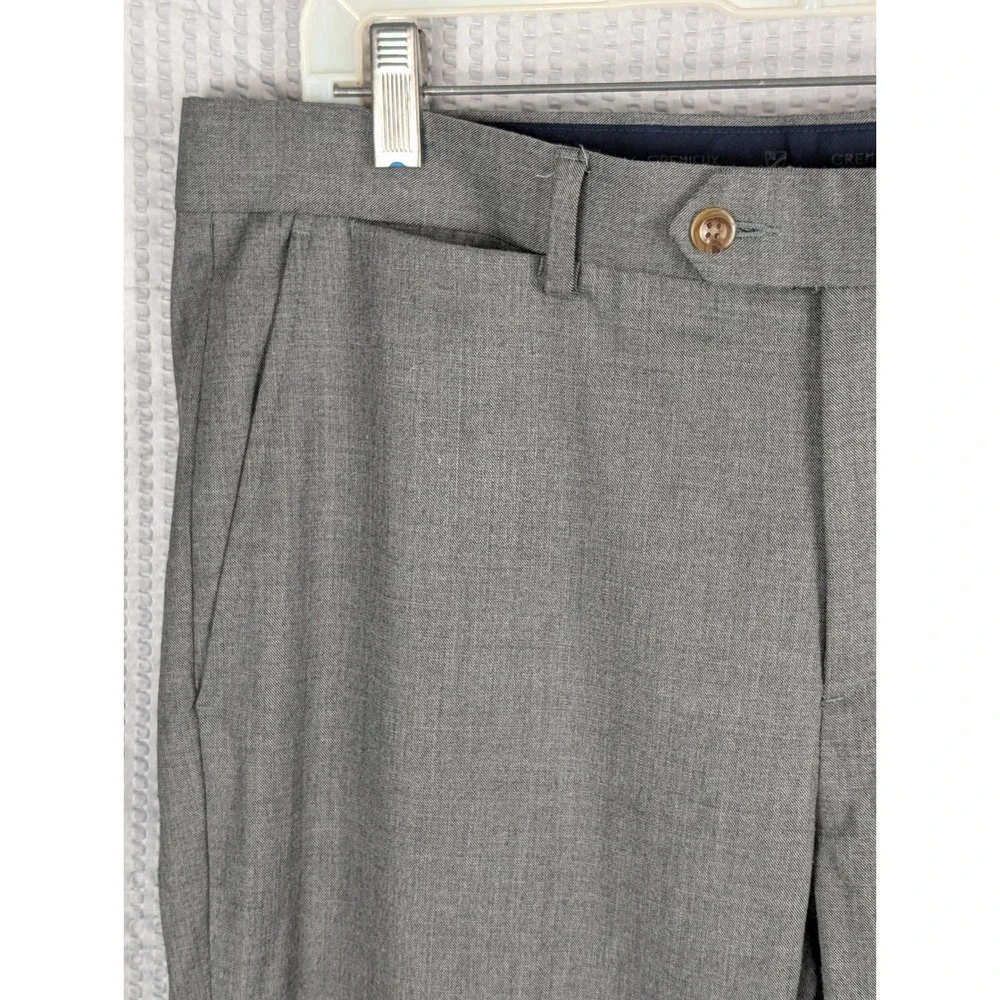 Cremieux Mens Grey Flat Front Dress Pants Trousers 34x32 Tailored Fit